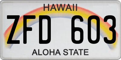 HI license plate ZFD603