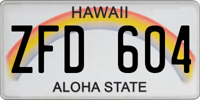 HI license plate ZFD604