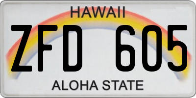 HI license plate ZFD605
