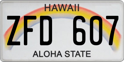HI license plate ZFD607
