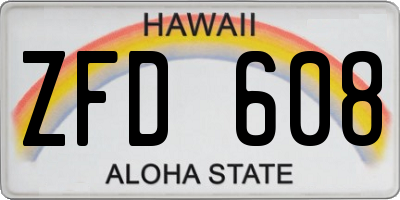 HI license plate ZFD608