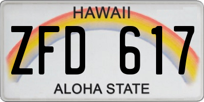 HI license plate ZFD617