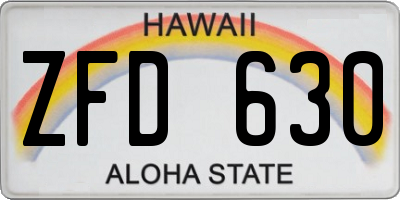 HI license plate ZFD630