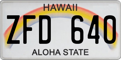 HI license plate ZFD640