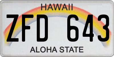 HI license plate ZFD643