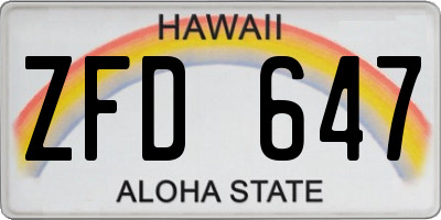 HI license plate ZFD647