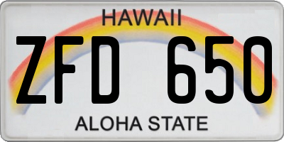 HI license plate ZFD650