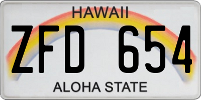 HI license plate ZFD654