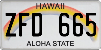 HI license plate ZFD665