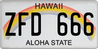 HI license plate ZFD666