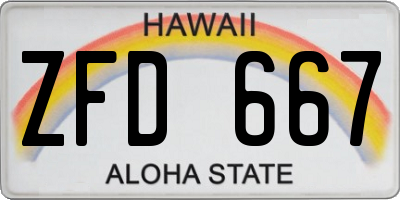 HI license plate ZFD667