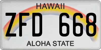 HI license plate ZFD668