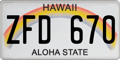 HI license plate ZFD670