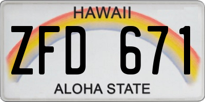 HI license plate ZFD671