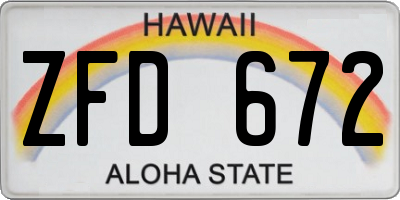 HI license plate ZFD672