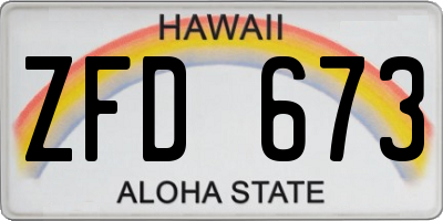HI license plate ZFD673