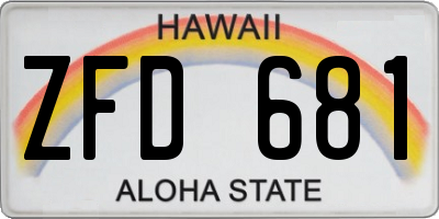 HI license plate ZFD681