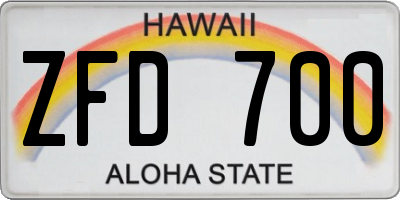 HI license plate ZFD700