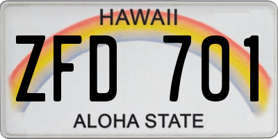 HI license plate ZFD701