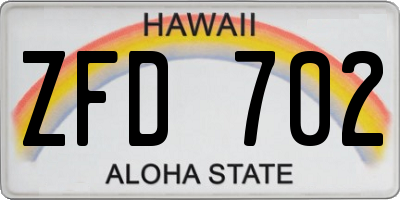 HI license plate ZFD702
