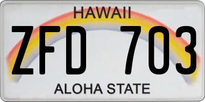 HI license plate ZFD703