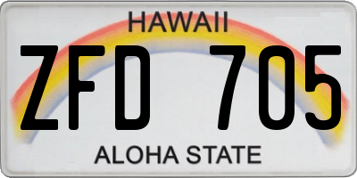 HI license plate ZFD705