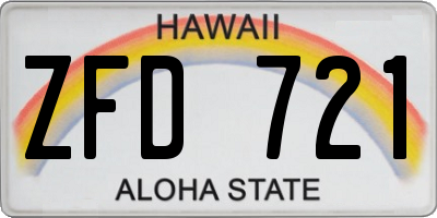 HI license plate ZFD721