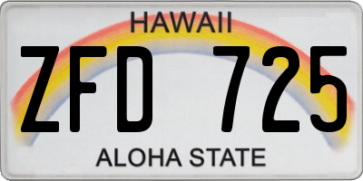 HI license plate ZFD725