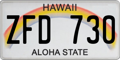 HI license plate ZFD730