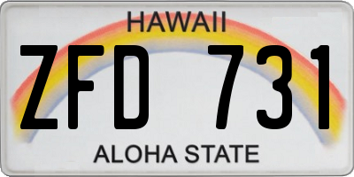 HI license plate ZFD731