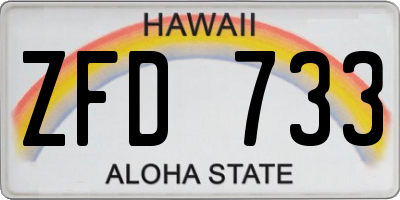 HI license plate ZFD733