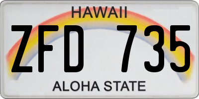 HI license plate ZFD735