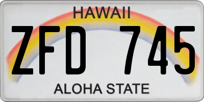 HI license plate ZFD745