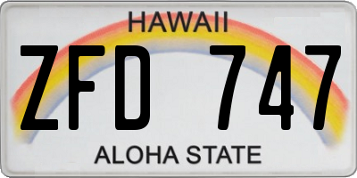 HI license plate ZFD747