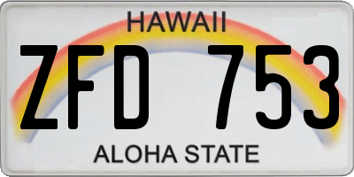 HI license plate ZFD753