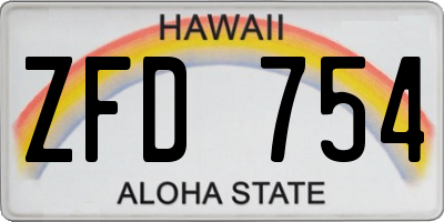 HI license plate ZFD754