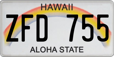 HI license plate ZFD755
