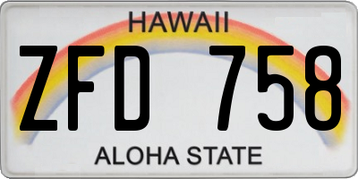 HI license plate ZFD758
