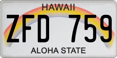 HI license plate ZFD759