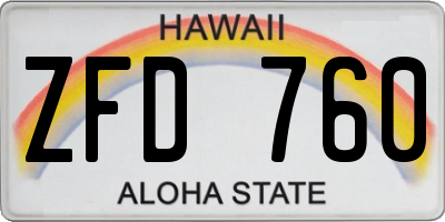 HI license plate ZFD760