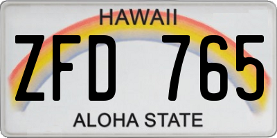 HI license plate ZFD765