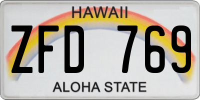 HI license plate ZFD769