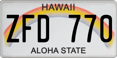 HI license plate ZFD770