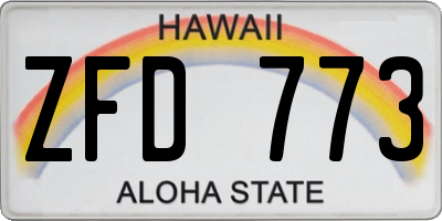 HI license plate ZFD773