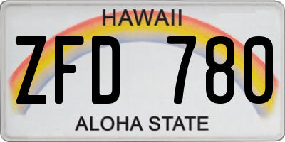 HI license plate ZFD780