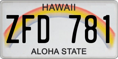 HI license plate ZFD781