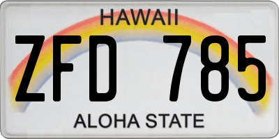 HI license plate ZFD785