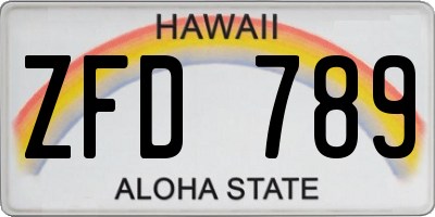 HI license plate ZFD789