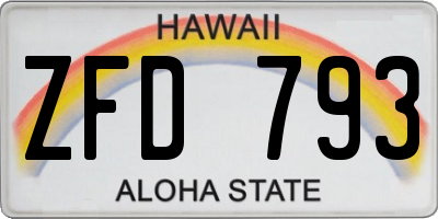 HI license plate ZFD793