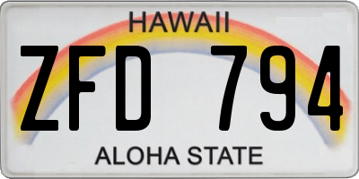 HI license plate ZFD794